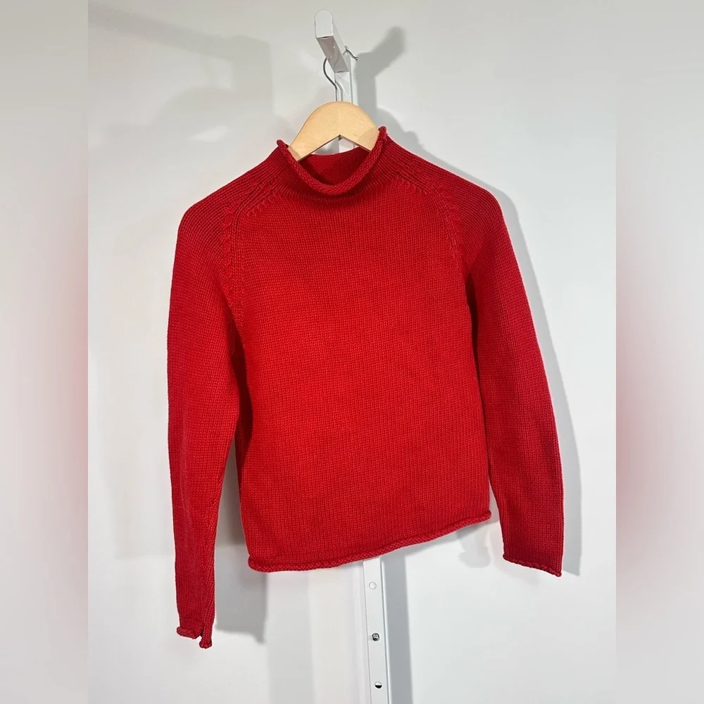 J.Crew Kids Cherry Red Roll Neck Cotton Knit Sweater – Made in Japan Large